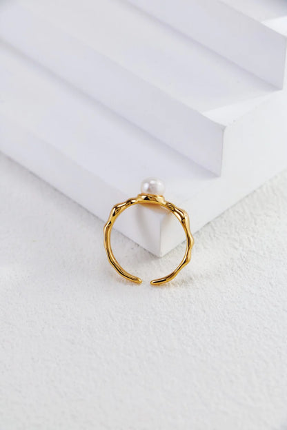 Minimalist Pearl Open Ring