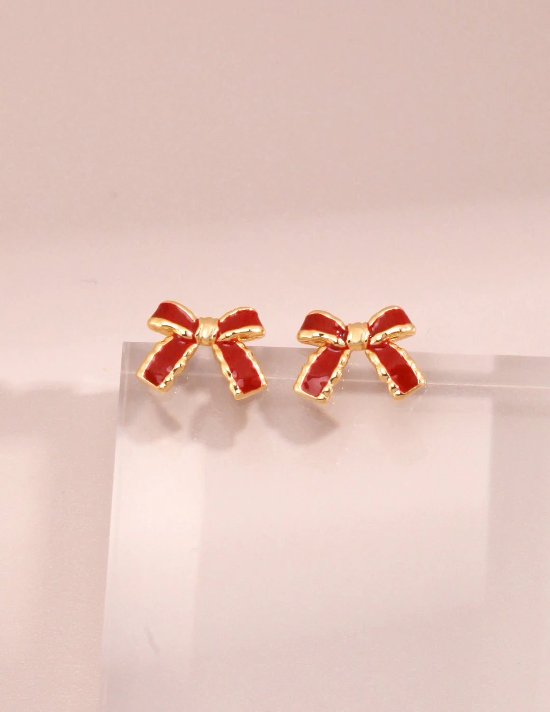 Minimalist Red Glaze Ribbon Earrings