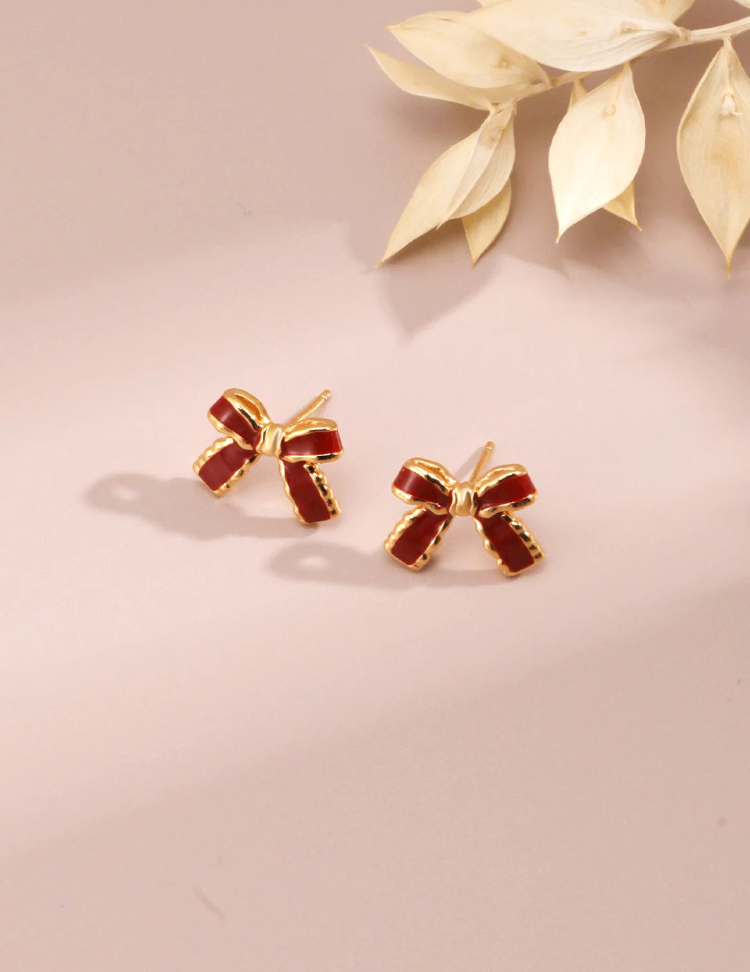 Minimalist Red Glaze Ribbon Earrings