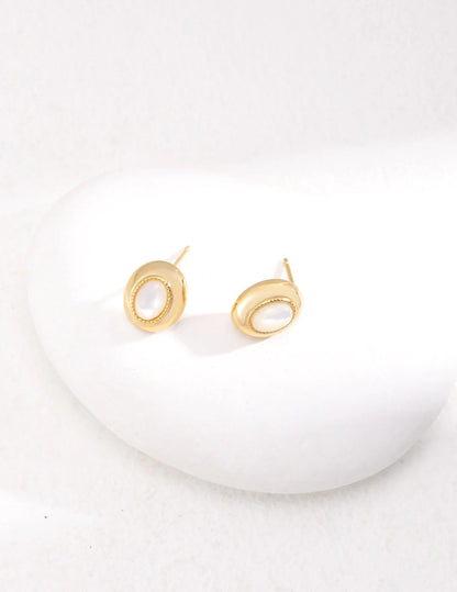 Oval Mother of Pearl Earrings