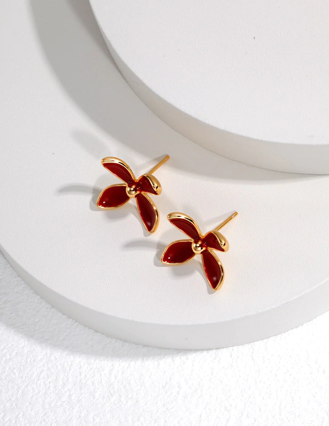 Red Flower Drip Glaze Earrings